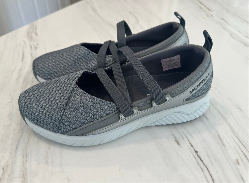 Merrell Air Cushion Mary Jane Walking Shoes Gray Womens US 7.5 Comfort Flats